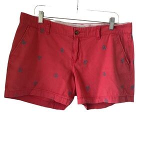 Old Navy size 12 coral color shorts with turquoise anchors approximate 5…